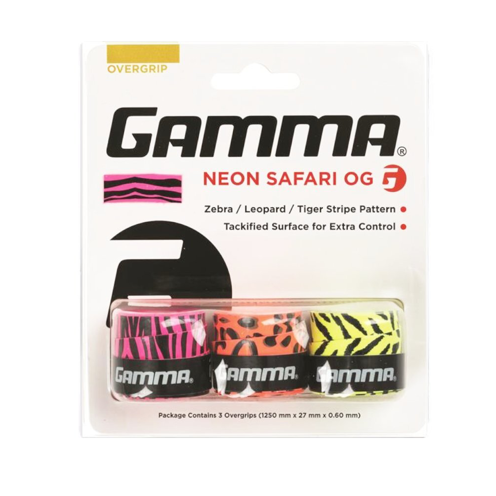 Gamma Намотки Gamma Overgrip Neon Safari 3 шт — теннисная ракетка Аксессуары Gamma Намотки Gamma Overgrip Neon Safari 3 шт
