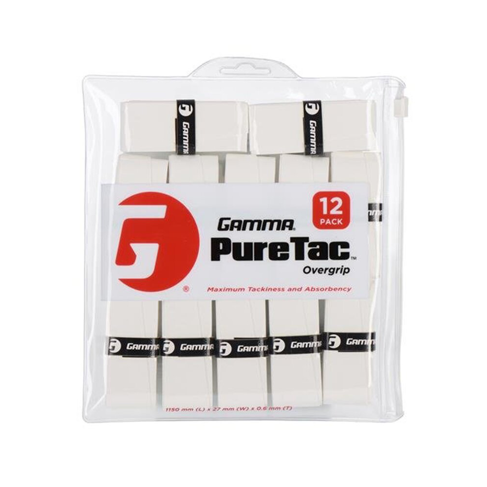 Gamma Намотки Gamma Overgrip Pure Tac White 12 шт — теннисная ракетка Аксессуары Gamma Намотки Gamma Overgrip Pure Tac White 12 шт