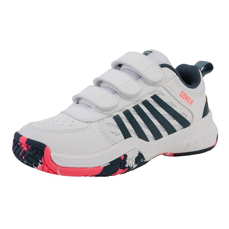 K-Swiss Детские теннисные кроссовки Court Express 2 Strap White/Black/Neon Blaze — теннисные кроссовки, фото товара