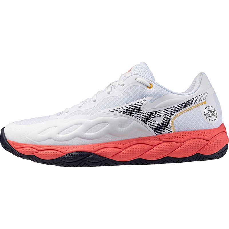 Mizuno Wave Enforce Court AC White/Fiery Coral — теннисные кроссовки, фото товара