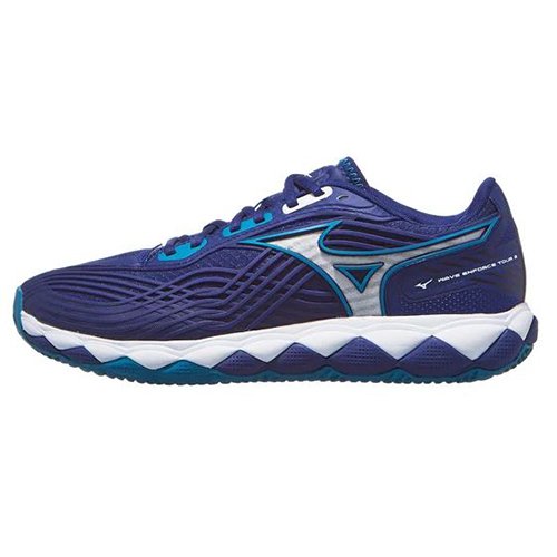 Mizuno Wave Enforce Tour 2 CC Bellwether blue/White/Fjord blue — теннисные кроссовки, фото товара