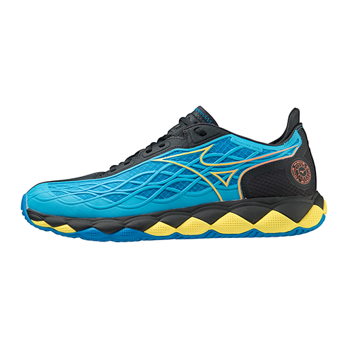 Mizuno Wave Enforce Tour AC Blue/Black/Acid Lime — теннисные кроссовки, фото товара