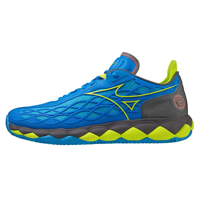 Mizuno Wave Enforce Tour Blue/Acid Lime/Iron Gate — теннисные кроссовки, фото товара
