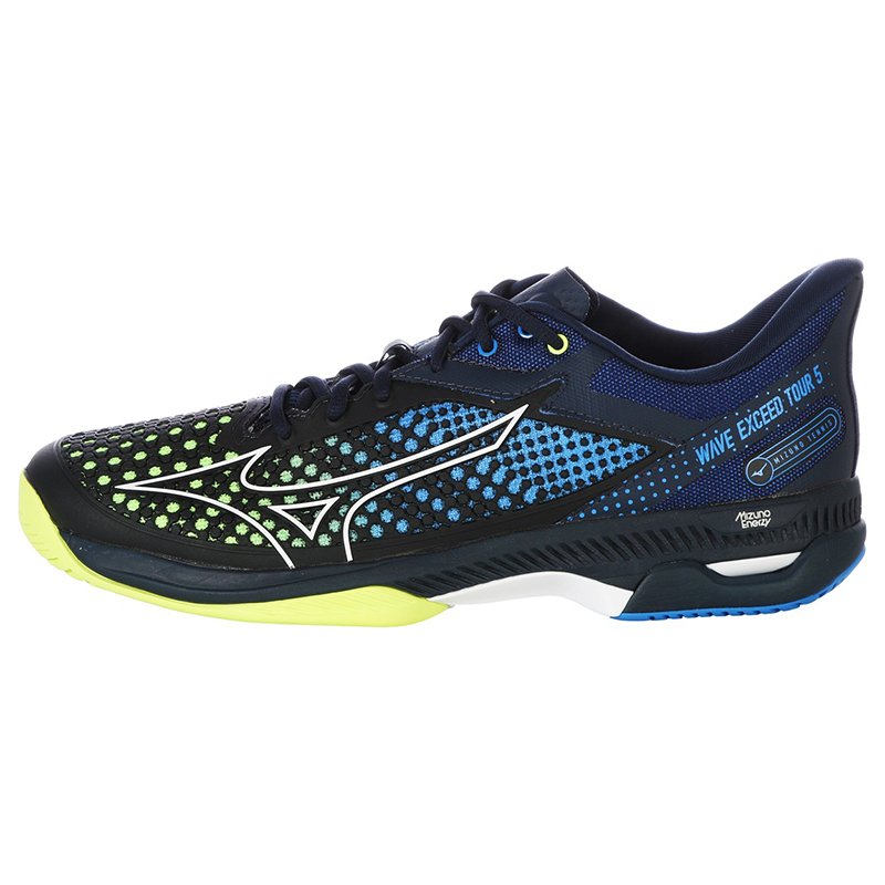 Mizuno Wave Exceed Tour 5 AC Black/Blue/Yellow — теннисные кроссовки, фото товара