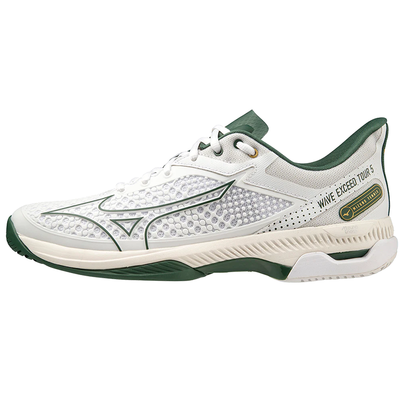 Mizuno Wave Exceed Tour 5 AC White/Pineneedle/Papyrus — теннисные кроссовки, фото товара