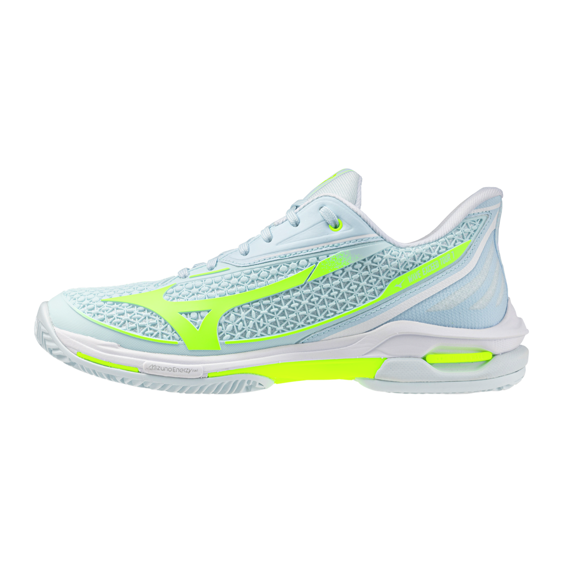 Mizuno Wave Exceed Tour 7 CC Ice Water/Lightning Yellow/White​ — теннисные кроссовки, фото товара