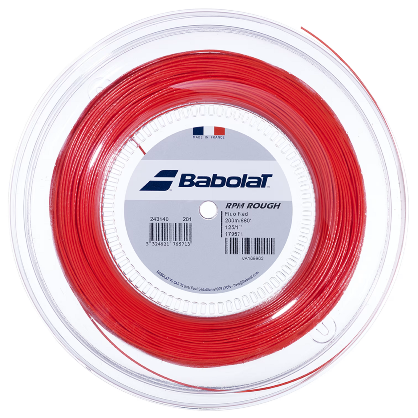 Babolat RPM Rough Fluorescent Red 200M — теннисная ракетка Струны Babolat RPM Rough Fluorescent Red 200M