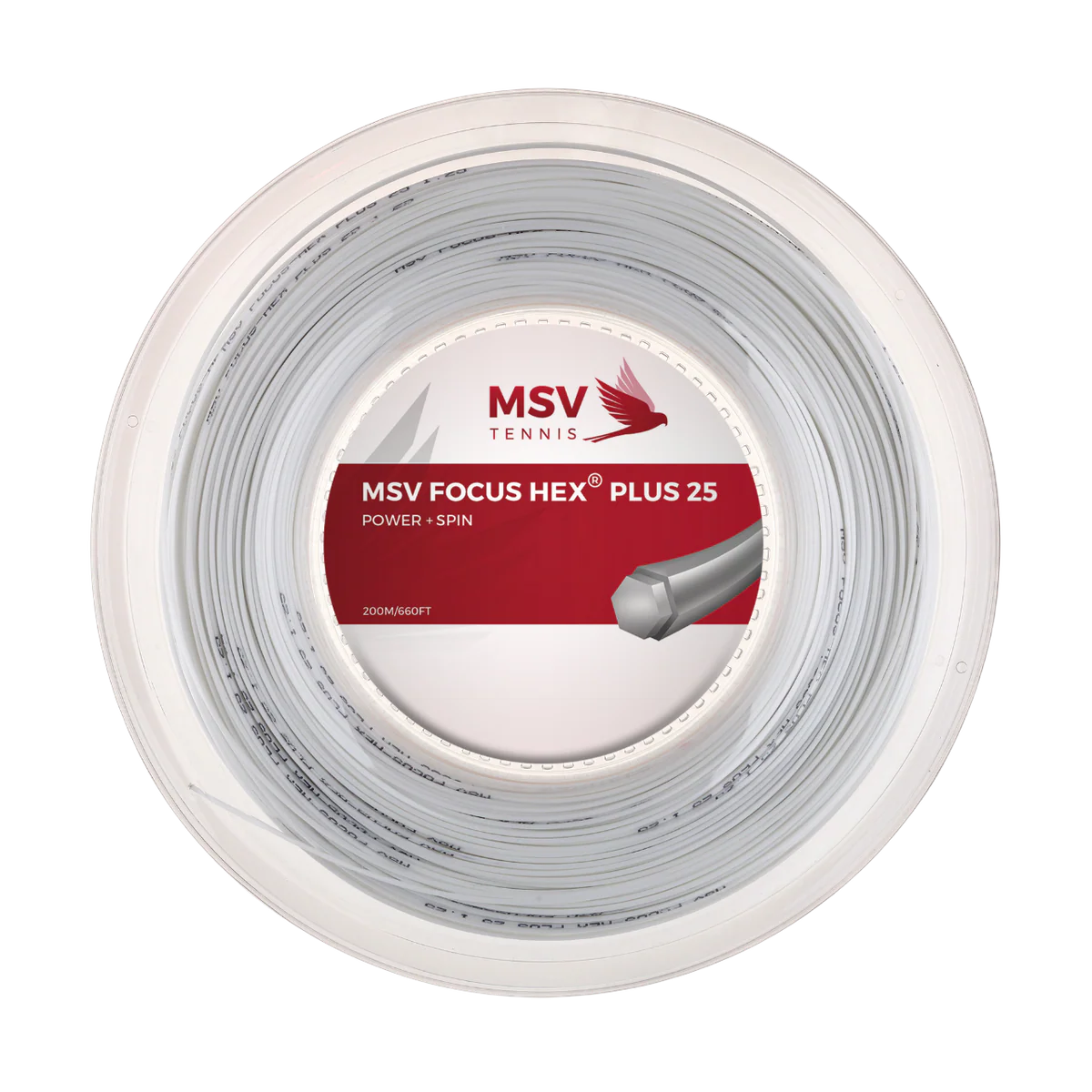 MSV Focus HEX Plus 25 White 200M — теннисная ракетка Струны MSV Focus HEX Plus 25 White 200M