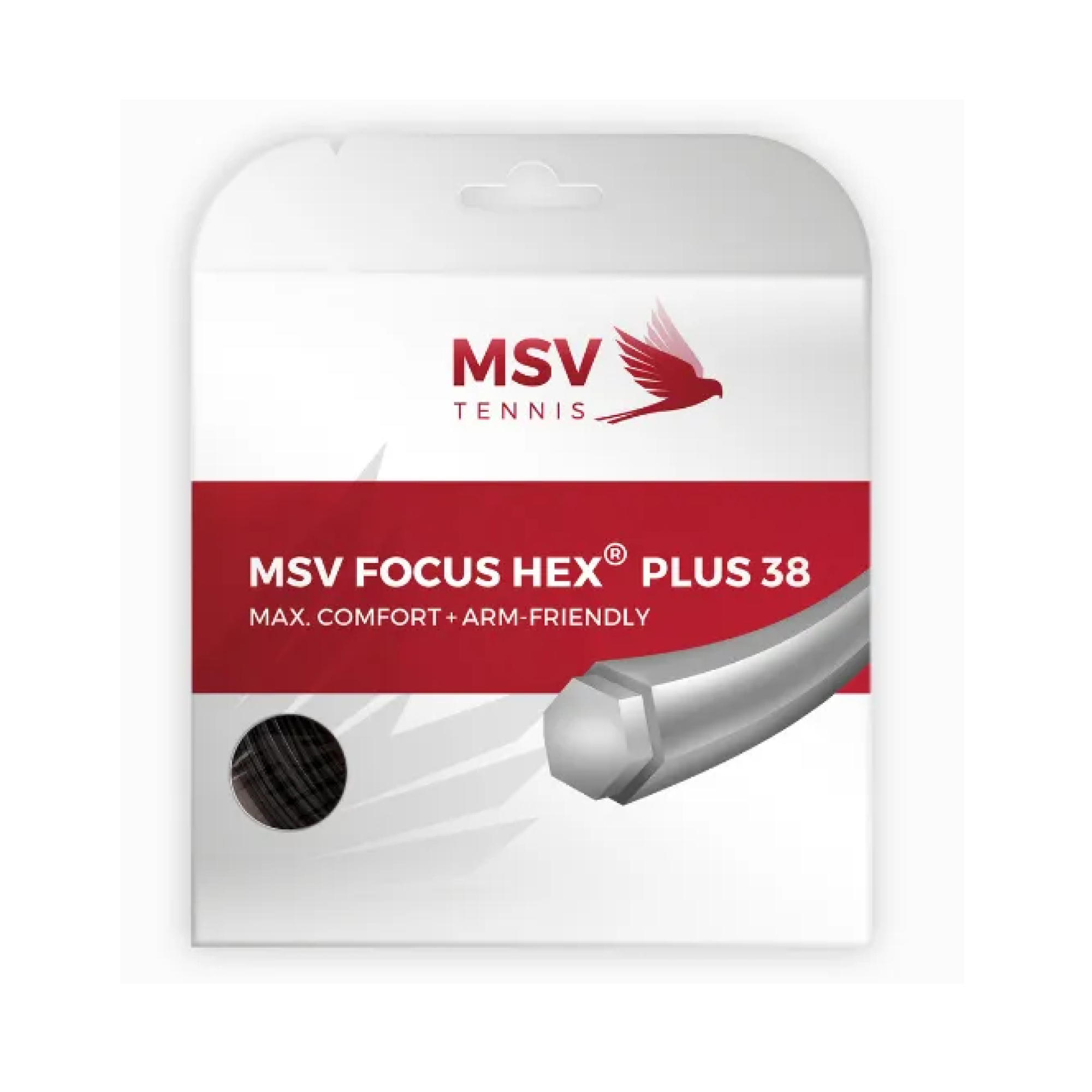 MSV Focus HEX Plus 38 Black (12M) — теннисная ракетка Струны MSV Focus HEX Plus 38 Black (12M)