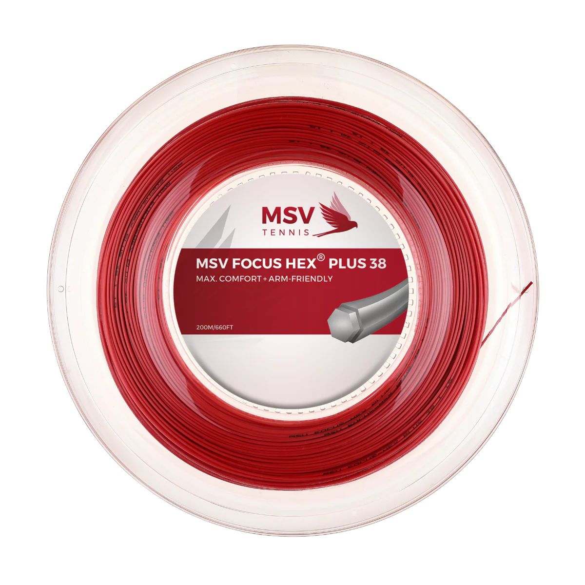 MSV Focus HEX Plus 38 Red 200M — теннисная ракетка Струны MSV Focus HEX Plus 38 Red 200M