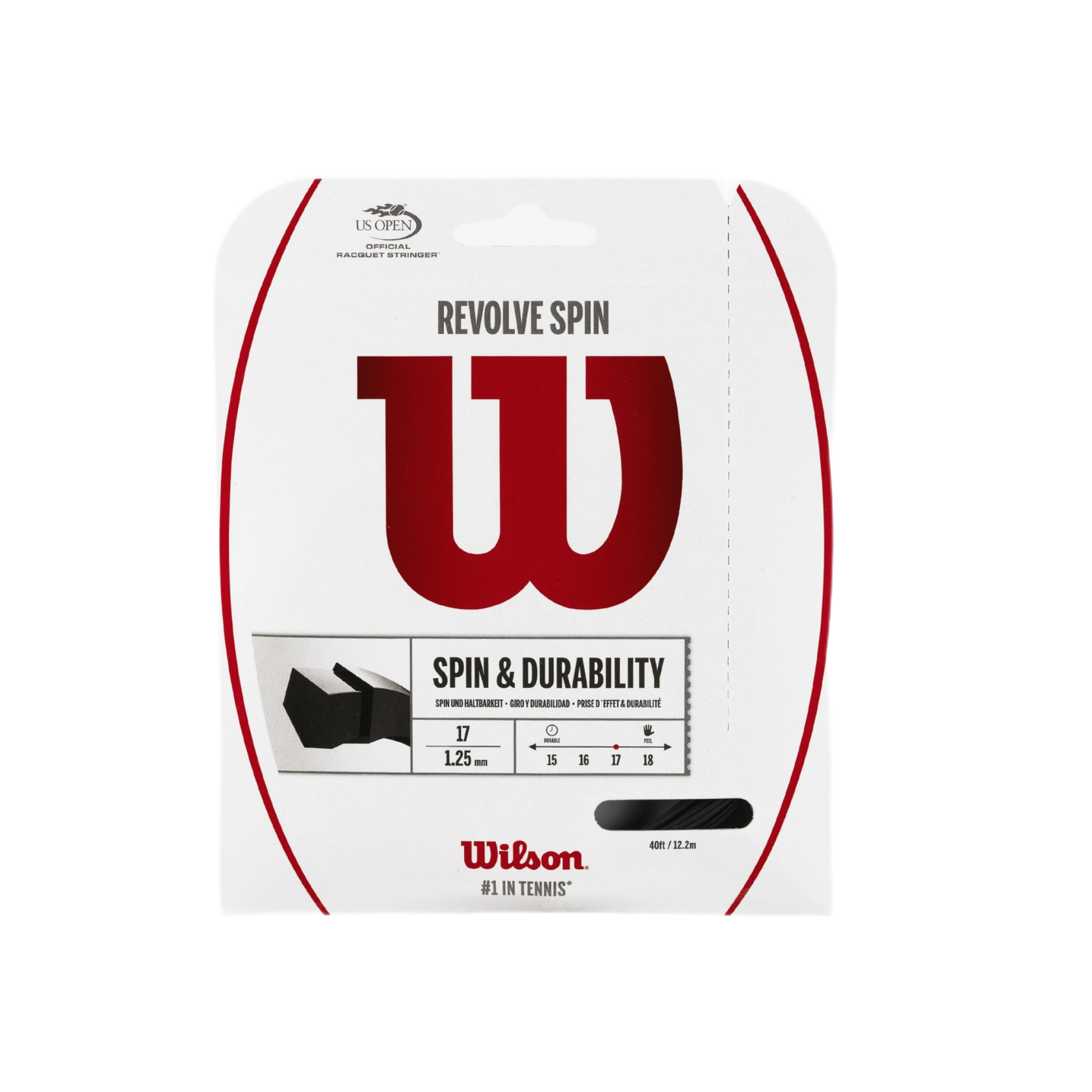 Wilson Revolve Spin Black 1.25 (12 м) — теннисная ракетка Струны Wilson Revolve Spin Black 1.25 (12 м)